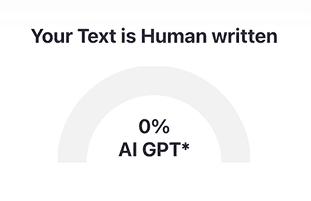 Detection gauge indicating 0% AI GPT score.