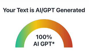 Detection gauge indicating 100% AI GPT score.