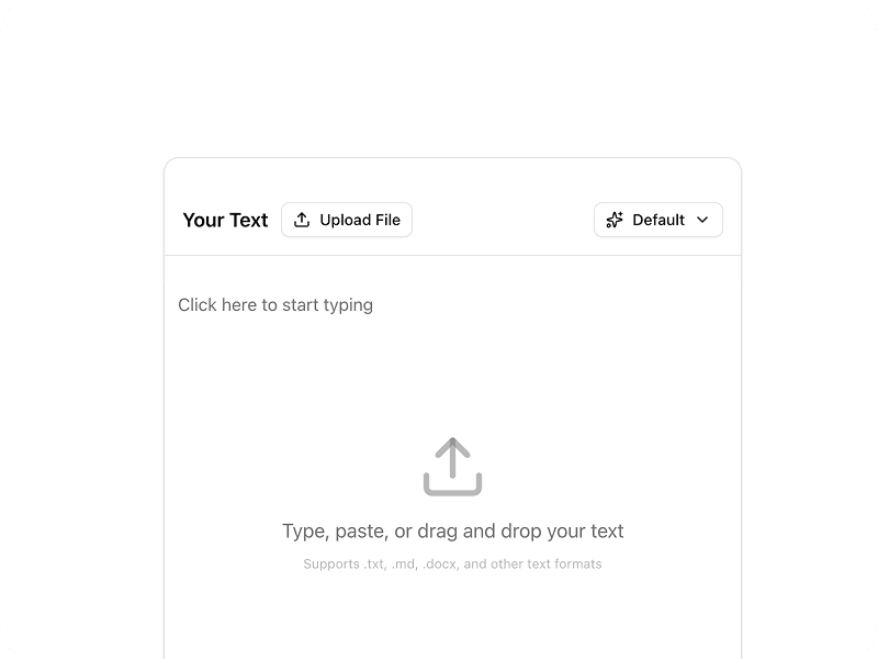 Paste or drop text interface